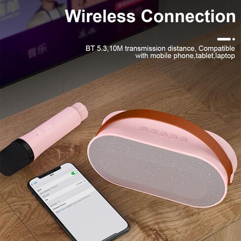 Karaoke Machine Wireless Mini Karaoke Machine with 2 Wireless Microphones Karaoke Mic Mini Karaoke Microphone Portable BT Speaker Rechargeable for Girls Boys Birthday Party in Saudi Arabia
