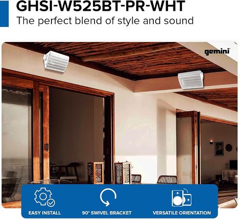 Gemini Outdoor Bluetooth Speakers, Daisy-Chain Pair, Wall-Mount, 6.5" in Kuwait