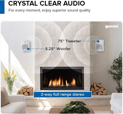 Gemini Outdoor Bluetooth Speakers, Daisy-Chain Pair, Wall-Mount, 6.5" in Kuwait