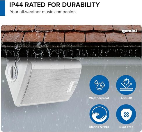 Gemini Sound GHSI-W650BT-PR-WHT 6.5" Inch Powerfull Bass Woofer 300 Watt Peak Power Waterproof Bluetooth Wall & Ceiling Mount Wired Speakers Pair Easy Daisy Chain for Home Outdoor Pool & Patio, White in Kuwait