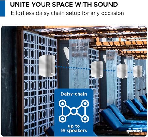 Gemini Sound GHSI-W650BT-PR-WHT 6.5" Inch Powerfull Bass Woofer 300 Watt Peak Power Waterproof Bluetooth Wall & Ceiling Mount Wired Speakers Pair Easy Daisy Chain for Home Outdoor Pool & Patio, White in Kuwait