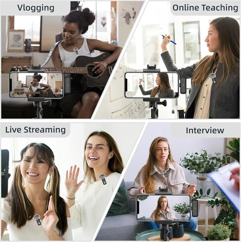 ميكروفون Wireles Lavalier USB C لأجهزة Android iPhone 15/16 - مشبك ميكروفون على شكل طية صدر السترة مزود بخاصية إلغاء الضوضاء لتسجيل الفيديو ومدونات الفيديو وبث TikTok YouTube (USB C) in Kuwait