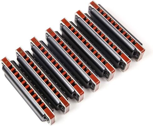 Diatonic Harmonica 10 Hole Blues Harmonica T008K Harmonica set 7 Keys box for Beginners, Adults, Students, Professional Players, Band Instruments (Black ABCDEFG) in Saudi Arabia
