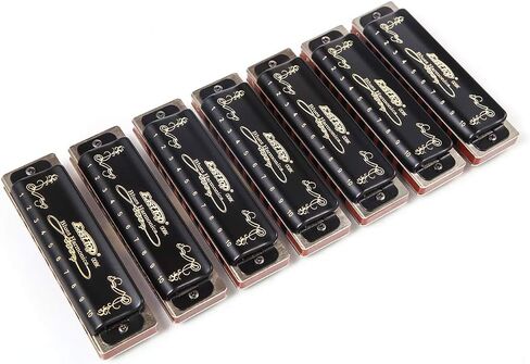 Diatonic Harmonica 10 Hole Blues Harmonica T008K Harmonica set 7 Keys box for Beginners, Adults, Students, Professional Players, Band Instruments (Black ABCDEFG) in Saudi Arabia