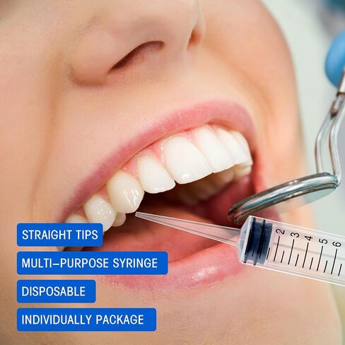 7Pack Wisdom Teeth Syringe, 12ml/cc Dental Syringe with Curved Tip & Measurement, Curved Dental Irrigation Syringe, Disposable Sealed for Dental Care, Oral Tonsil Stone, Feeding, Liquid Injection in Kuwait