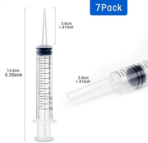 7Pack Wisdom Teeth Syringe, 12ml/cc Dental Syringe with Curved Tip & Measurement, Curved Dental Irrigation Syringe, Disposable Sealed for Dental Care, Oral Tonsil Stone, Feeding, Liquid Injection in Kuwait