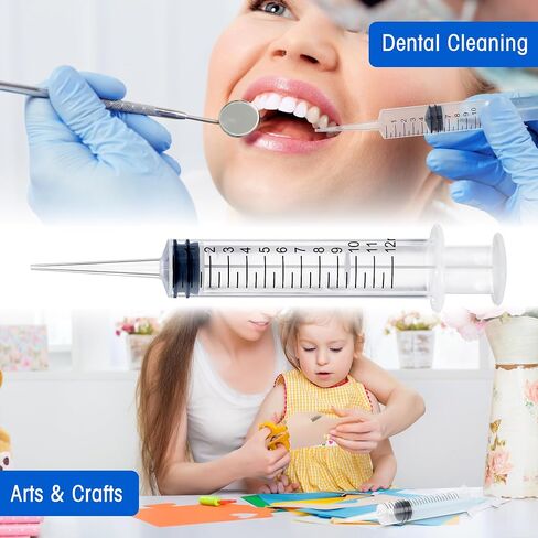 7Pack Wisdom Teeth Syringe, 12ml/cc Dental Syringe with Curved Tip & Measurement, Curved Dental Irrigation Syringe, Disposable Sealed for Dental Care, Oral Tonsil Stone, Feeding, Liquid Injection in Kuwait