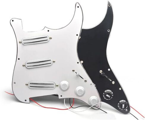 سلك مسبق التحميل Strat Black Pickguard SSS مع مجموعة التقاطات حمراء مزدوجة ساخنة تناسب القيثارات ذات النمط Strat سلكي اختيار الحرس محمل للغاية عالي الإخراج لاقط السكك الحديدية الساخنة in Saudi Arabia