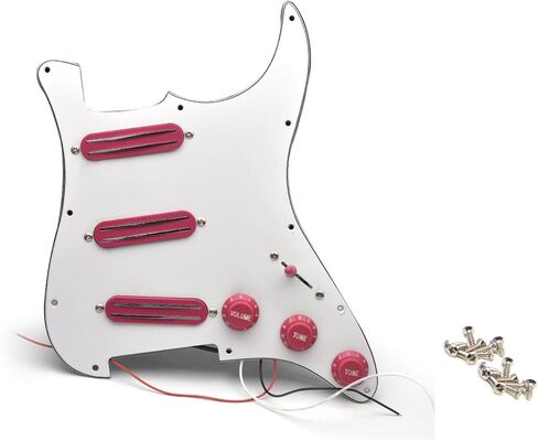 سلك مسبق التحميل Strat Black Pickguard SSS مع مجموعة التقاطات حمراء مزدوجة ساخنة تناسب القيثارات ذات النمط Strat سلكي اختيار الحرس محمل للغاية عالي الإخراج لاقط السكك الحديدية الساخنة in Saudi Arabia