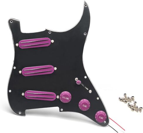 سلك مسبق التحميل Strat Black Pickguard SSS مع مجموعة التقاطات حمراء مزدوجة ساخنة تناسب القيثارات ذات النمط Strat سلكي اختيار الحرس محمل للغاية عالي الإخراج لاقط السكك الحديدية الساخنة in Saudi Arabia