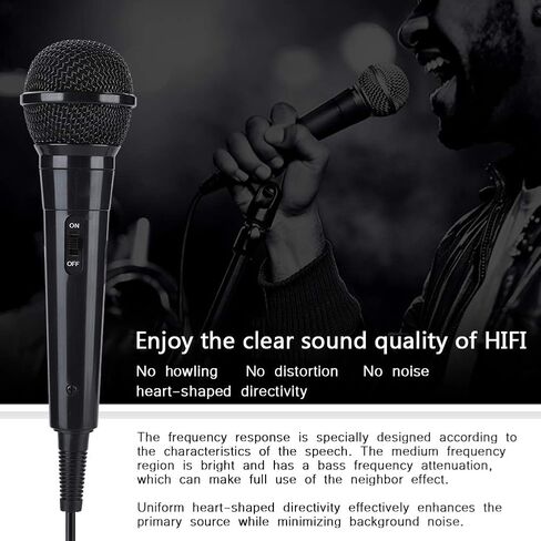 ميكروفون سلكي محمول باليد، ميكروفون خفيف الوزن ومتين للكاريوكي للرجال (أسود) in Kuwait
