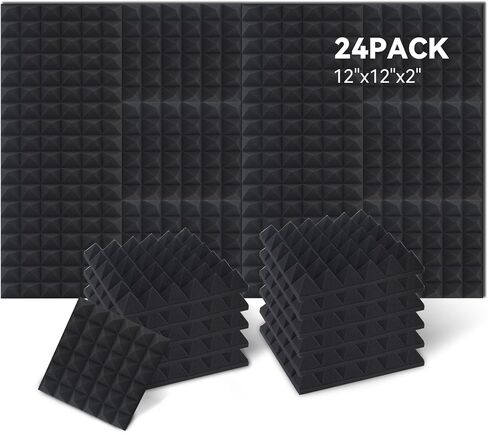 12 Pack Acoustic Panels, 2" X 12" X 12" Sound Proof Foam Panels, Quick-Recovery Acoustic Foam Wedges Suitable for Recording Studios, Home theaterStudio Foam for Wall and Ceiling in Saudi Arabia