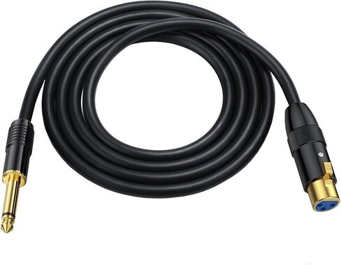 Halokny XLR to 1/4 Cable, 6.35mm (1/4 Inch) TRS Stereo Plug Male to 3 pin XLR Female Balanced Microphone Stereo Audio Converter Adapter 1.5m/5Feet (Dual Channel M/F 1.5M) in Kuwait