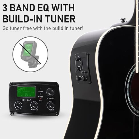12 String Acoustic Electric Cutaway Guitar with EQ & Build-In Tuner, Solid Spruce Top for Rich Resonance, Premium Handcrafted, Bone Nut for Vibration Enhancement, Glossy Black. in Saudi Arabia