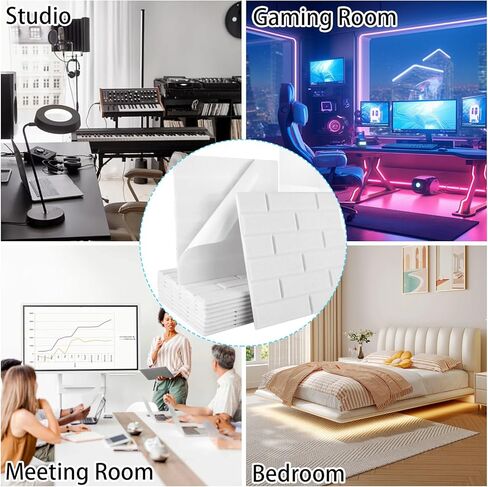 12 حزمة من ألواح الرغوة المقاومة للصوت للجدران، لوحات صوتية ذاتية اللصق، لوحات جدارية عازلة للصوت، ألواح ترطيب الصوت البيضاء، مانع لتقليل الضوضاء وامتصاصها وإلغائها in Kuwait