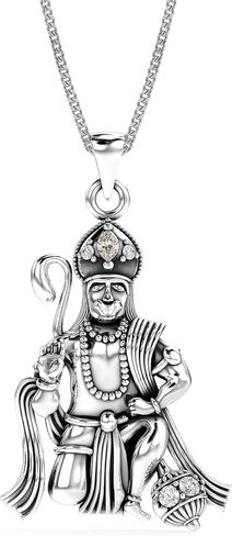 LeCalla 925 Sterling Silver Antique Lord Hanuman Ganesh/Ganapati Pendant Necklace for Men Women Young Boy Girls in Kuwait