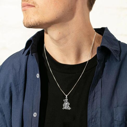 LeCalla 925 Sterling Silver Antique Lord Hanuman Ganesh/Ganapati Pendant Necklace for Men Women Young Boy Girls in Kuwait