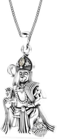 LeCalla 925 Sterling Silver Antique Lord Hanuman Ganesh/Ganapati Pendant Necklace for Men Women Young Boy Girls in Kuwait