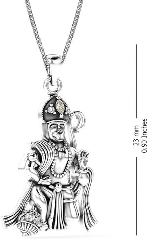 LeCalla 925 Sterling Silver Antique Lord Hanuman Ganesh/Ganapati Pendant Necklace for Men Women Young Boy Girls in Kuwait