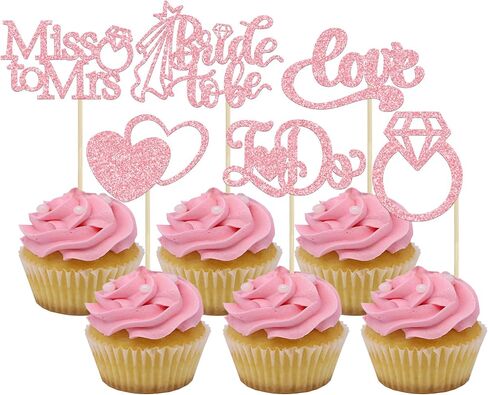 Gyufise 24Pcs Bride to Be Cupcake Toppers Gold Glitter I Do Love Heart Ring Miss To Mrs Cupcake Picks Bridal Shower Cake Decorations for Wedding Engagement Bachelorette Party Supplies in Saudi Arabia