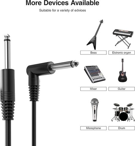 GC-MS2S TS 1/4 Inch Instrument Cable Compatible with Electric Guitar, Bass, Drums, Pedals, Amplifiers, Preamps, Mixers, GC-MS2S (Right Angle-to-Straight, 10Feet(2Pack)) in Saudi Arabia