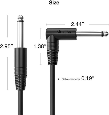 GC-MS2S TS 1/4 Inch Instrument Cable Compatible with Electric Guitar, Bass, Drums, Pedals, Amplifiers, Preamps, Mixers, GC-MS2S (Right Angle-to-Straight, 10Feet(2Pack)) in Saudi Arabia
