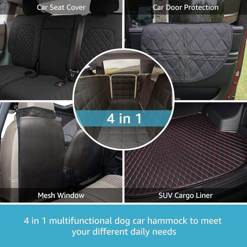Lassie Dog Car Hammock for 2020-2023 Tesla Model Y/2018-2023 Model 3,Dog Car Seat Cover for Back Seat with 4 Headrests, 100% Waterproof Car Seat Protector for Dogs in Kuwait