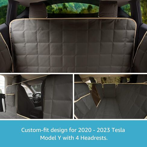 Lassie Dog Car Hammock for 2020-2023 Tesla Model Y/2018-2023 Model 3,Dog Car Seat Cover for Back Seat with 4 Headrests, 100% Waterproof Car Seat Protector for Dogs in Kuwait