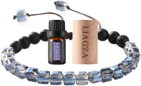 Essential Oil Aromatherapy Bracelet Set-Lava Rock Bead Bracelet For Women Zebra Stone Beaded Bracelets Balancing Chakra - Perfect Gifts For Women (Grey) in Saudi Arabia