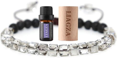Essential Oil Aromatherapy Bracelet Set-Lava Rock Bead Bracelet For Women Zebra Stone Beaded Bracelets Balancing Chakra - Perfect Gifts For Women (Grey) in Saudi Arabia