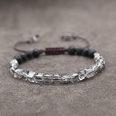 Essential Oil Aromatherapy Bracelet Set-Lava Rock Bead Bracelet For Women Zebra Stone Beaded Bracelets Balancing Chakra - Perfect Gifts For Women (Grey) in Saudi Arabia