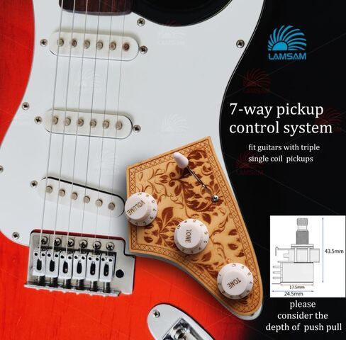 Prewired 𝗪𝗶𝗿𝗶𝗻𝗴 𝗛𝗮𝗿𝗻𝗲𝘀𝘀 for Electric Guitar with Triple Single Coil Pickups, Presoldered Wiring Kit Included Smooth 5-way Blade Switch Push-pull Tone 1 Volume Pots Orange Capacitor, White in Saudi Arabia