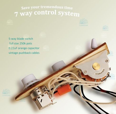 Prewired 𝗪𝗶𝗿𝗶𝗻𝗴 𝗛𝗮𝗿𝗻𝗲𝘀𝘀 for Electric Guitar with Triple Single Coil Pickups, Presoldered Wiring Kit Included Smooth 5-way Blade Switch Push-pull Tone 1 Volume Pots Orange Capacitor, White in Saudi Arabia