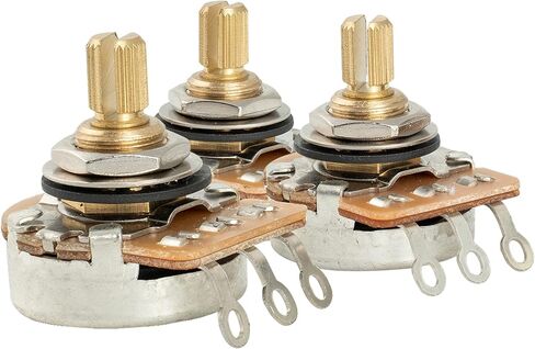 Musiclily Pro HD A250K Full Brass Inch Sized Fine 24-Spline Split Shaft Pot Audio Taper Potentiometers for Electric Guitar Bass (Set of 3) in Kuwait