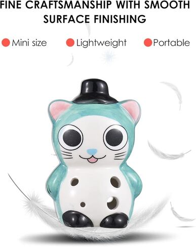 6 Holes Ceramic Ocarina Cute Animal Style Musical Instrument for Learner and Music Lover with Lanyard Music Score Green in Kuwait