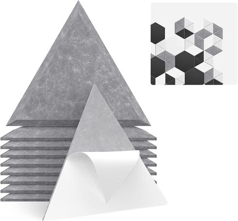 JBER Triangle Acoustic Panels Beveled Edge Sound Proof Foam Panels Self-adhesive,6.83" X 5.9" X 0.4" High-Density Sound Absorbing Panels Wall For Acoustic Treatment, Home Office 24 Pack - Gray in Saudi Arabia