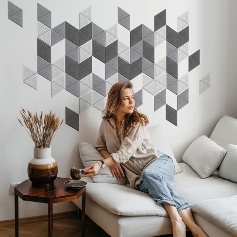 JBER Triangle Acoustic Panels Beveled Edge Sound Proof Foam Panels Self-adhesive,6.83" X 5.9" X 0.4" High-Density Sound Absorbing Panels Wall For Acoustic Treatment, Home Office 24 Pack - Gray in Saudi Arabia