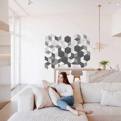 JBER Triangle Acoustic Panels Beveled Edge Sound Proof Foam Panels Self-adhesive,6.83" X 5.9" X 0.4" High-Density Sound Absorbing Panels Wall For Acoustic Treatment, Home Office 24 Pack - Gray in Saudi Arabia