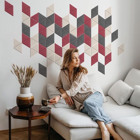 JBER Triangle Acoustic Panels Beveled Edge Sound Proof Foam Panels Self-adhesive,6.83" X 5.9" X 0.4" High-Density Sound Absorbing Panels Wall For Acoustic Treatment, Home Office 24 Pack - Gray in Saudi Arabia