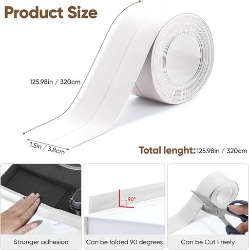 Grey Caulk Tape Self Adhesive - Waterproof Toilet Caulk Strip - Toilet Sealer Around Toilet Base - Caulking Tape for Bathroom, Bathtub, Floor Wall Edge Protector,2-Roll in Saudi Arabia