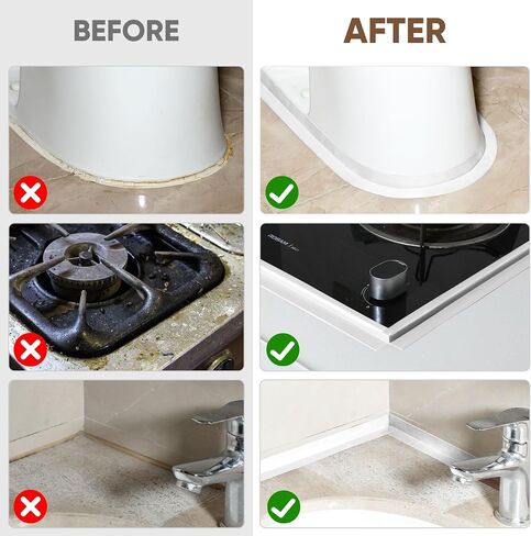 Grey Caulk Tape Self Adhesive - Waterproof Toilet Caulk Strip - Toilet Sealer Around Toilet Base - Caulking Tape for Bathroom, Bathtub, Floor Wall Edge Protector,2-Roll in Saudi Arabia
