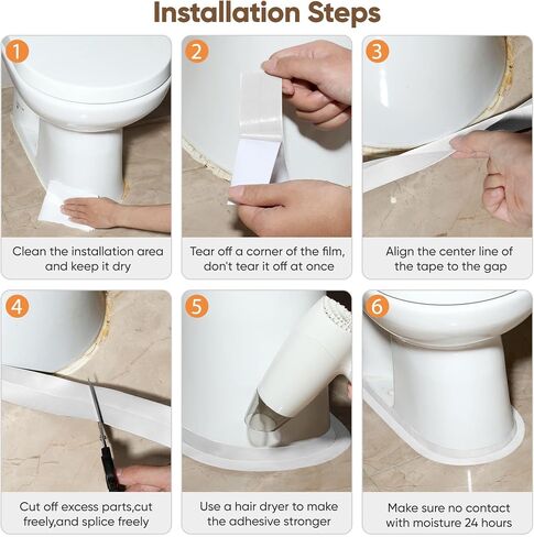 Grey Caulk Tape Self Adhesive - Waterproof Toilet Caulk Strip - Toilet Sealer Around Toilet Base - Caulking Tape for Bathroom, Bathtub, Floor Wall Edge Protector,2-Roll in Saudi Arabia