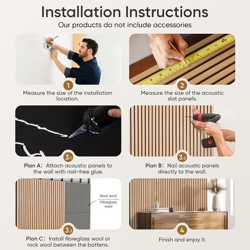 2 Pack Wood Slat Acoustic Panels for Wall and Ceiling, 94.49"×12.80" Soundpoof Wooden Wall Panels for Interior Wall Decor, 3D Fluted Sound Absorbing Panel - Light Walnut in Saudi Arabia