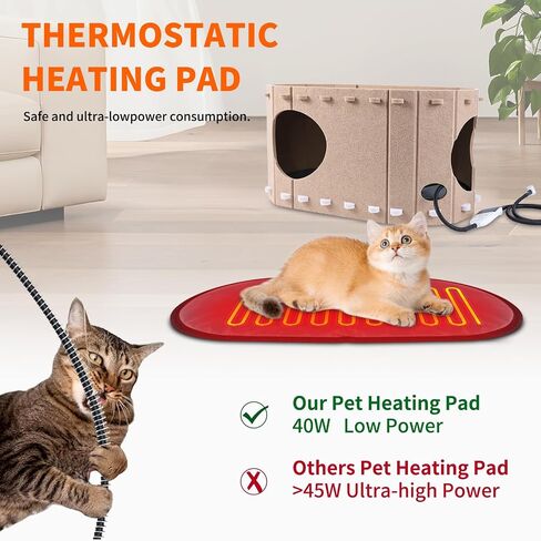 Heated Cat House for Indoor, Heated Cat Shelter Kitty Bed with Adjustable Temperature Heating pad,Heated pet House Scratch Resistant Caves in Saudi Arabia