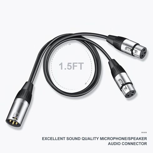 Kumiho XLR Splitter Cable XLR Y Splitter Cable 2 Female to 1 Male,XLR Y Cable 1 Male 2 Female Balanced Microphone Splitter Cord Audio Adaptor 1.5Ft in Kuwait