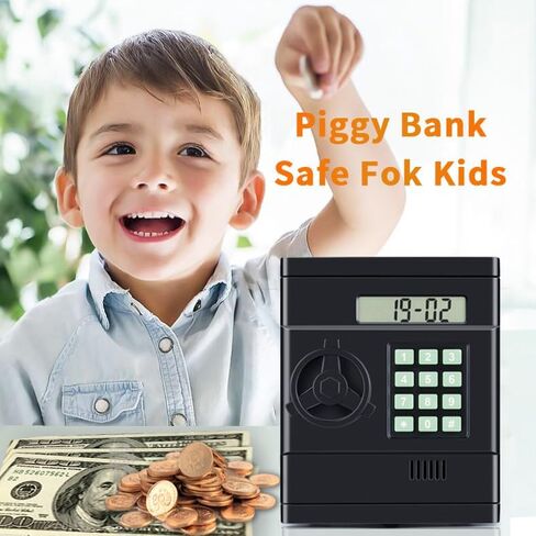 Electronic Piggy Bank for Kids Safe, Cash Coin Mini ATM Piggy Bank, with Password and LCD ATM Bank for Boys Girls, Piggy Bank Safe for Kids -Sliver Color in Saudi Arabia