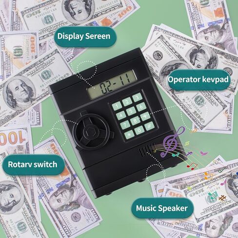 Electronic Piggy Bank for Kids Safe, Cash Coin Mini ATM Piggy Bank, with Password and LCD ATM Bank for Boys Girls, Piggy Bank Safe for Kids -Sliver Color in Saudi Arabia
