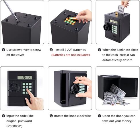 Electronic Piggy Bank for Kids Safe, Cash Coin Mini ATM Piggy Bank, with Password and LCD ATM Bank for Boys Girls, Piggy Bank Safe for Kids -Sliver Color in Saudi Arabia