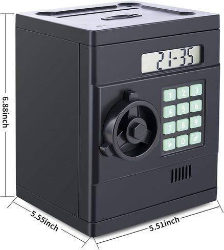 Electronic Piggy Bank for Kids Safe, Cash Coin Mini ATM Piggy Bank, with Password and LCD ATM Bank for Boys Girls, Piggy Bank Safe for Kids -Sliver Color in Saudi Arabia