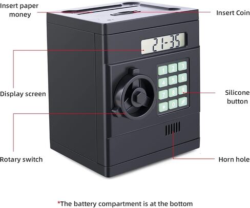 Electronic Piggy Bank for Kids Safe, Cash Coin Mini ATM Piggy Bank, with Password and LCD ATM Bank for Boys Girls, Piggy Bank Safe for Kids -Sliver Color in Saudi Arabia